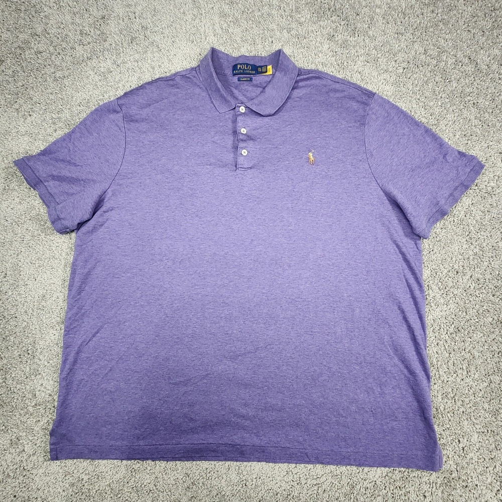 Polo Ralph Lauren Shirt Mens 2XL XXL Purple Classic Fit Prppy Old Money Stretch - Picture 2 of 11